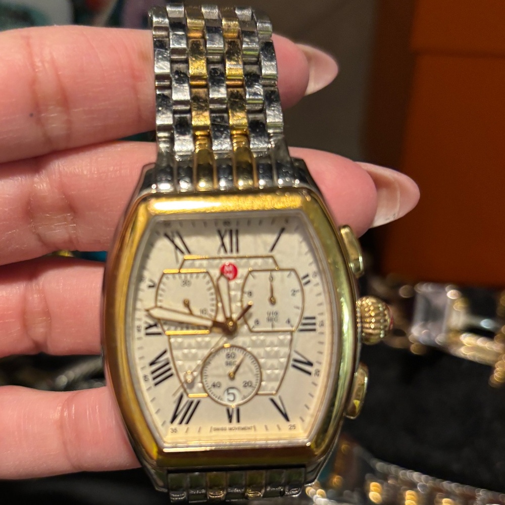 Michele Releve Two Tone Gold & Silver Watch